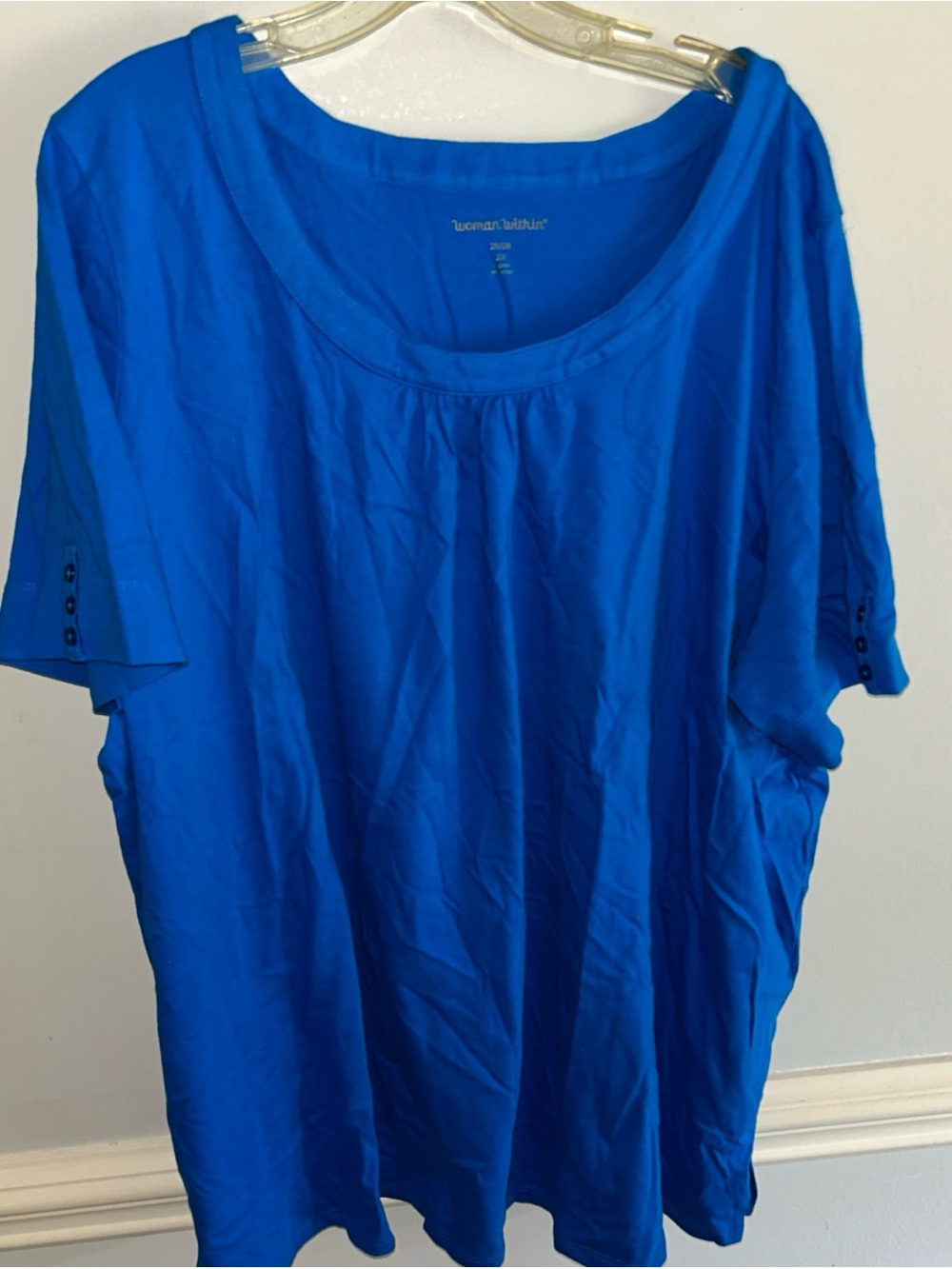 Woman Within Bright Royal Blue Scoop Neck Short Sleeve Tee